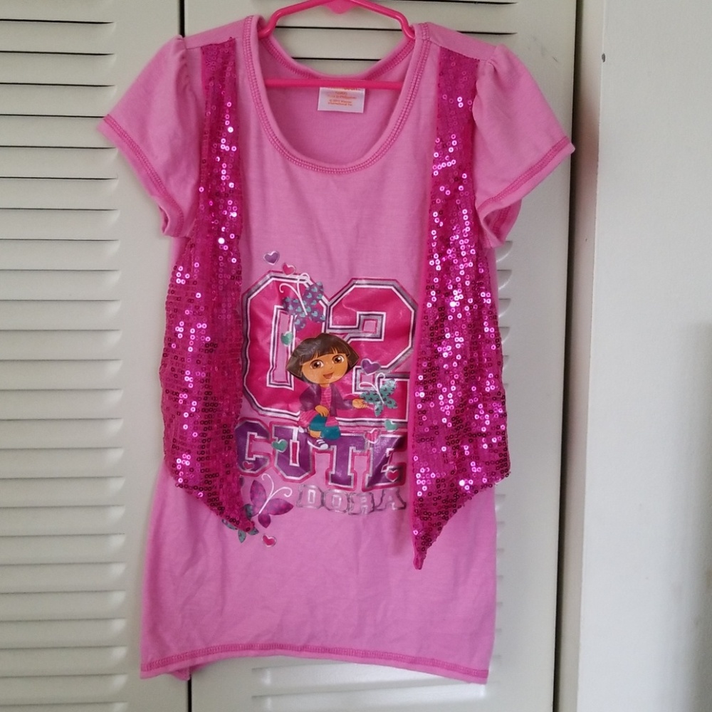 Dora shirt with sewn on vest💖🤩